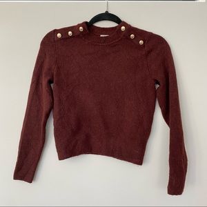 EVERYTHING $6/H&M Cropped Maroon Sweater with Military Buttons